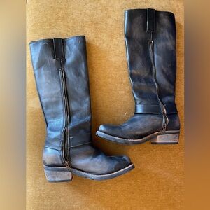 Black Leather Knee-High Boots